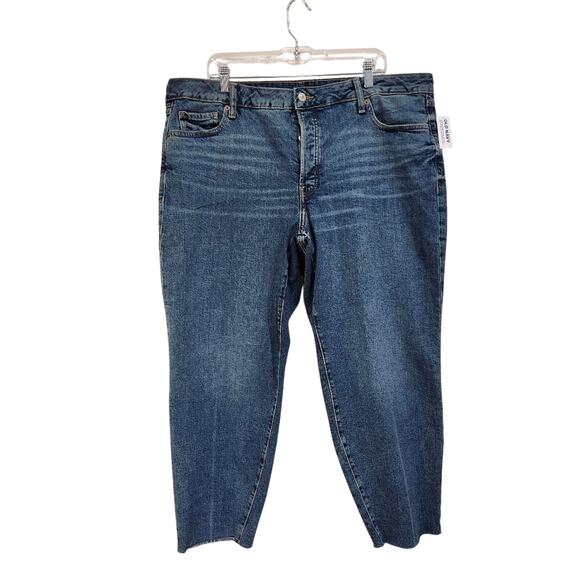Old Navy Blue Ankle Cropped Jeans with Raw Hem Plus Size 20W NWT - Picture 1 of 8